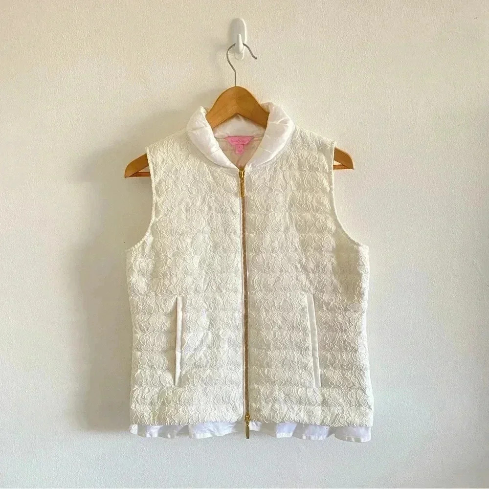 $198‎ Lilly Pulitzer Cora Lace Vest Resort White Size Small